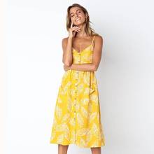 Vintage Casual Sundress Female Beach Dress Midi Button Backless Polka Dot Striped Women Dress Summer 2021 Boho Sexy Floral Dress 2024 - buy cheap