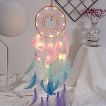 Dream Catcher LED Lighting Feather Dreamcatcher Girl Room Bell Bedroom Romantic Hanging Car Home Decoration 2024 - buy cheap