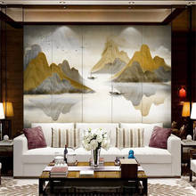 Milofi Chinese creative noble gold landscape art large mural wallpaper bedroom living room TV background wall painting 2024 - buy cheap