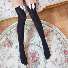 Fashion Women Stretch Over Knee Bowknot Thigh High Stockings Cute Bow Lace Thin Stockings Solid Cotton Stockings 2024 - buy cheap