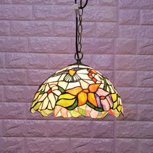 Stained Glass Pendant Lights Rose Flower Tiffany Hanglamp E27 LED Hanging light fixture suspension luminaire Pendant Lamps 2024 - buy cheap