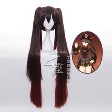 Anime Project Hu Tao Cosplay Wig Synthetic Hair Genshin Impact Auburn Ombre Long Halloween Costume Party Wigs With Ponytails 2024 - buy cheap