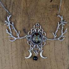Bruxa pentagrama lua crescente colar fantasia floresta ramo magia wiccan pagão goth jóias 2024 - compre barato
