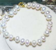 8mm white pearl gold beads mixed Bracelet gold clasp Natural Freshwater Pearl 15cm 20cm 6inch 8inch 2024 - buy cheap