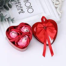 3 шт., подарок на день Святого Валентина, цветочное мыло, сердечко, ароматизированное, для ванны, для тела, лепесток, роза, мыло, чехол, свадебное украшение, Подарочная коробка для фестиваля 2024 - купить недорого