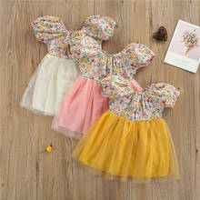 1-3 Years Infant Girls Dress Toddler Creative Floral Printing Mesh Dress For Girl Splicing Backless Bow Tie Princess Party Dress 2024 - buy cheap