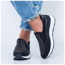 2021 Ladies Sneakers Rhinestone Sequin Women's Shoes Casual Leather Women Vulcanized Shoes Side Zipper Platform Walking Shoes 2024 - buy cheap