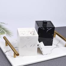 Marble Texture Resin Cotton Swab Lid Storage Box Canister Jar Makeup Pad Holder Marble Texture Dust Proof Cotton Swabs Holder 2024 - buy cheap