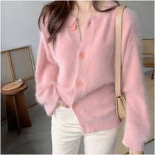 New Spring Pink Color Women Long-sleeve Cardigan Wild Cute Loose Student Sweater Knitted Coat Female NS1941 2024 - buy cheap