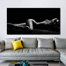 Pintura de arte de parede feminina, pintura de tela impressa, figura de nude, imagem de beleza adormecida, posteres preto e branco, imagem de parede para sala de estar 2024 - compre barato