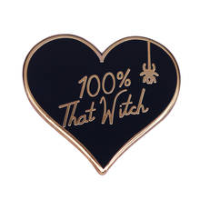 100% That Witchy Enamel Pin Black Heart Shape Brooch Witchary And Wizardery Accessory 2024 - buy cheap