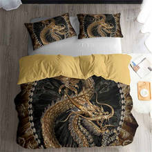 HELENGILI 3D комплект постельного белья с китайским принтом дракона, набор пододеяльников, постельное белье с наволочкой, набор домашнего текстиля # ZGL02 2024 - купить недорого