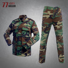 Jaqueta de camuflagem masculina, casaco tático militar, resistente ao desgaste com vários bolsos, duas peças, para ar livre, caminhada, acampamento 2024 - compre barato