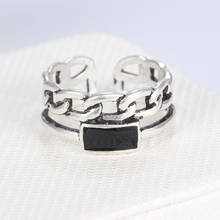 Anillos de cadena negros de Color plateado estilo creativo bohemio para mujer, anillo ajustable, joyería con encanto, venta al por mayor 2024 - compra barato