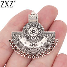 Zxz conjunto de pingentes de meio círculo, pingente de prata tibetana boho meio círculo conector de lustre, para colar, fabricação de jóias, 5 peças 2024 - compre barato