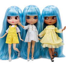 ICY DBS factory blyth doll joint body frosted face or glossy face blue long straight hair DIY sd gift toy 2024 - buy cheap