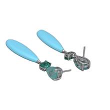 GuaiGuai-pendientes colgantes de cristal y turquesa para mujer, joyería, Color verde, azul 2024 - compra barato