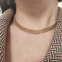 New Arrival Gold Silver Color Flat Snake Chain Herringbone Choker Necklace Simple Dainty Jewelry for Women Rock Gift Width 7mm 2024 - buy cheap