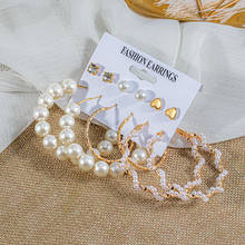 POXAM New Korean Statement Gold Pearl Hoop Big Earrings For Women Fashion Geometric Acrylic Dangle Earrings 2020 Female Jewelry 2024 - buy cheap