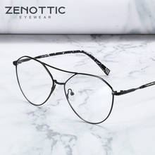 Zenottia designer de marca óculos de olho redondo, óculos masculinos de prescrição ótica de miopia, óculos de liga, ponte dupla 2024 - compre barato