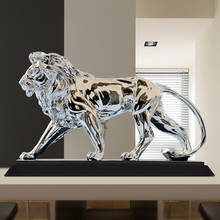 AFRICAN FEROCIOUS LION SCULPTURE STATUE SILVER DOMINEERING ANIMAL LION HOME FURNISHINGS DECORATION 2024 - buy cheap