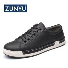 ZUNYU-zapatos informales transpirables para hombre, zapatillas planas de cuero, zapatos vulcanizados para exteriores, calzado de alta calidad, talla 38-48 2024 - compra barato