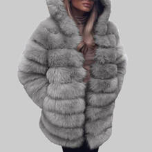 Lisa Colly Women Faux Fur Coat Winter Faux Fox Fur Jacket Women Artifical Fur Hooded Coats Overcoat thick Furs Coat outwear 2024 - buy cheap