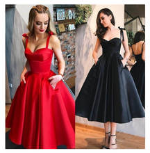 Vestido Rojo corto de fiesta para niñas, dulce vestido de fiesta, longitud de té, 16 vestidos de graduación, graduación, nuevo, barato 2024 - compra barato