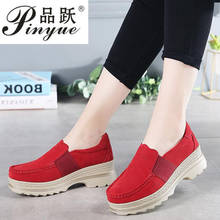 new Women's Shoes Cow Suede Leather Flat Platform Woman Shoes Spring Autumn Women's Loafers Moccasins Female Shoe 2024 - buy cheap