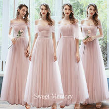 Custom Made Long Pink Bridesmaid Dresses For Wedding Party Robe De Soiree Sweet Memory Dusty Green Graduation Vestido Prom Dress 2024 - buy cheap