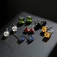 Conjunto de brincos redondos luxuosos de 6 pares, estilo popular, simples, orelha requintada, zircônio de cristal, elegante, seis cores 2024 - compre barato