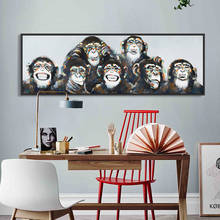 Современная Абстрактная забавная масляная живопись обезьяны на холсте плакаты и принты настенная живопись для гостиной домашний декор 2024 - купить недорого