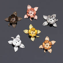 50 pçs 18*21mm metal latão flores configurações de base diy acessórios filigrana flores grânulo caps para fazer jóias 2024 - compre barato