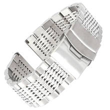 Pulseira de relógio de malha de tubarão milanesa, 20mm, 22mm, bracelete de prata para ome tissot seiko, pulseira diy de substituição 2024 - compre barato