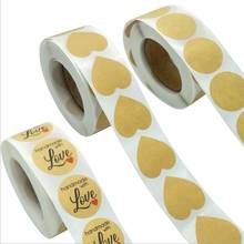 500pcs/Roll LOVE Heart cowhide blank sticker label Kraft stickers Round paper diy package gift 25*25mm 2024 - buy cheap