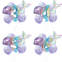 7pcs Mermaid Happy Birthday Party Number Balloon Foil Balloon Birthday Party Decorations Kids Mermaid Party Balloon Decor 2024 - buy cheap