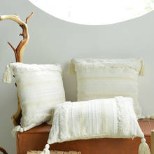 Funda de cojín Bohemia nórdica, funda de almohada de lujo con borla decorativa para sala de estar, funda de almohada de cintura 2024 - compra barato