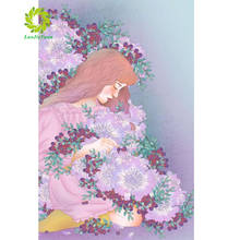 Алмазная картина 5D "сделай сам", цветок, девушка, вышивка, картины для стразы, Набор для вышивки крестом 2024 - купить недорого