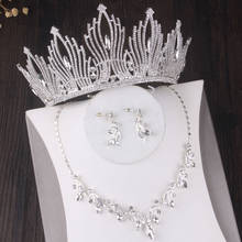 Baroque Luxury Bridal Jewelry Sets Choker Sparkly Crystal Leaf Necklace Earrings Crown Tiaras Wedding African Beads Jewelry Set 2024 - buy cheap