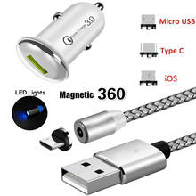 Магнитный кабель Micro USB для iPhone 11 Pro, Samsung S10, Note 10 Pro, быстрая зарядка, автомобильное зарядное устройство, магнитный кабель USB Type-C для передачи данных 2024 - купить недорого