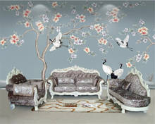 Beibehang-papel tapiz personalizado con foto, mural 3d clásico europeo de Arte de flores y aves, decoración de TV para sofá, Fondo de pared 2024 - compra barato