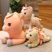 Peluche de unicornio trenzada larga, juguete suave de arcoíris, caballo muñeco, regalos de alta calidad para niños y niñas, almohada de siesta 2024 - compra barato