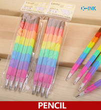 60 pçs/lote Flexível bendy lápis para os alunos da escola de escrita, colorido lápis bloco de construção para as crianças como escola estacionária 2024 - compre barato
