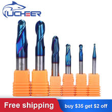 UCHEER 1pc  blue nano 2 Blade Ball Nose End Mill 8/10/12/16/20mm Tungsten Carbide Milling Cutter CNC Machine Tools 2024 - buy cheap