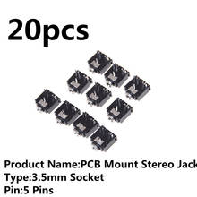 20pcs/lot 5 Pin 3.5mm Audio Jack Socket PCB Panel Mount for Headphone PCB Mount Stereo Jack 2024 - buy cheap