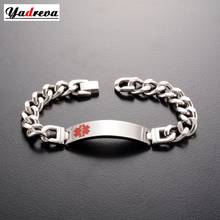 Men's Stainless Steel Personalized Carving Medical Alert ID Bracelet Silver 22cm Length Men's Stainless Steel Jewelry 2024 - buy cheap