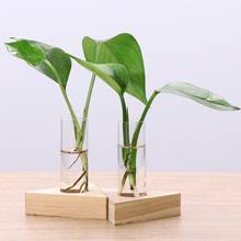2pcs Crystal Glass Test Tube Holder in Wooden Stand Vase for Hydroponic Plants 2024 - buy cheap