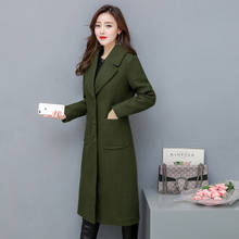 Fall/Winter Women's 2020 Cashmere Coat New Fashion Single breasted Wool Coat Female Slim Lapel Mid-Long Woolen Coat Women E159 2024 - buy cheap