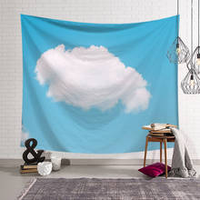 Голубое небо одеяло с облаками, настенный гобелен голубого цвета, Большое пляжное полотенце, ковер, настенный ковер 200x150 см, богемский гобелен, принт 2024 - купить недорого