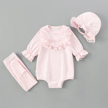 Ropa de otoño para niños y niñas recién nacidas, mono + sombrero + ajustado, conjunto de 3 unids/set, traje de 0 a 2 años 2024 - compra barato